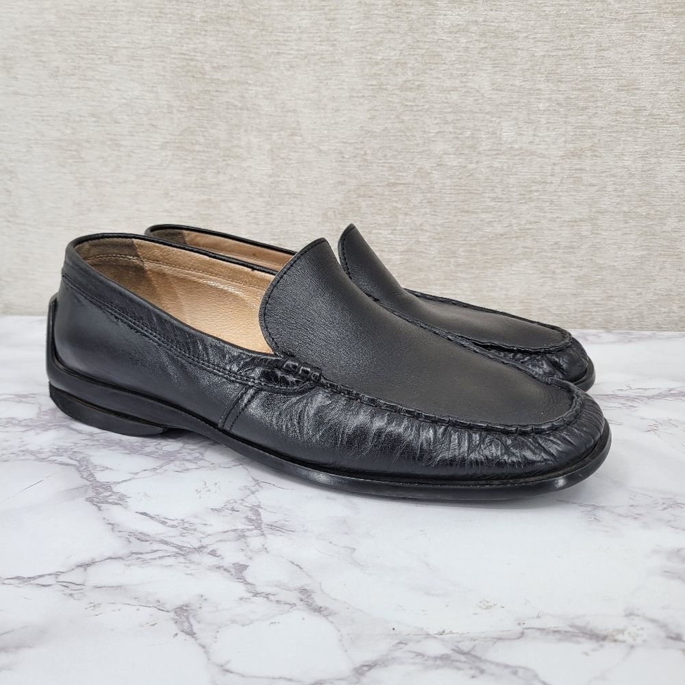Bacco Bucci Italian Classic Black Leather Loafers ALTERED SEE DESCRIPTION